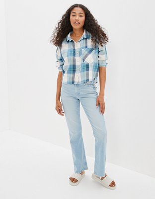 AE Cropped Flannel Shirt