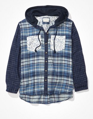 Женские худи American Eagle AE Oversized Mixed Plaid Flannel — фото 3