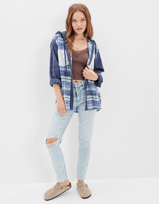 Женские худи American Eagle AE Oversized Mixed Plaid Flannel — фото 5
