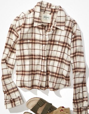 AE Cozy Cropped Flannel Shirt