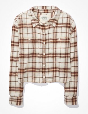 AE Cozy Cropped Flannel Shirt