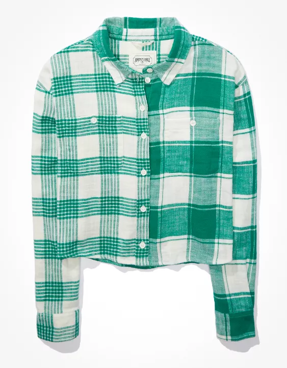 AE Cozy Cropped Flannel Shirt