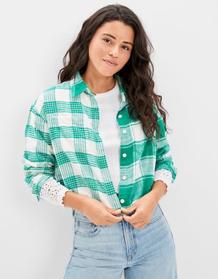 AE Cozy Cropped Flannel Shirt