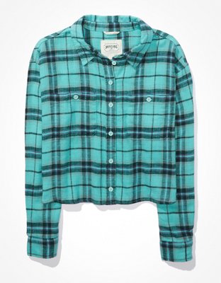 AE Cozy Cropped Flannel Shirt