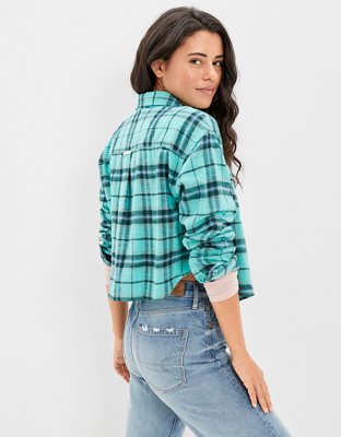 AE Cozy Cropped Flannel Shirt