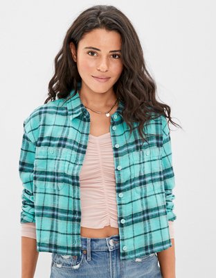 AE Cozy Cropped Flannel Shirt