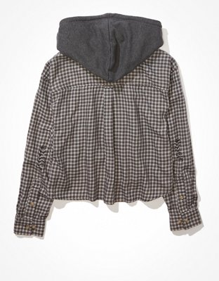 Женские худи American Eagle AE Cropped Flannel Shirt — фото 5