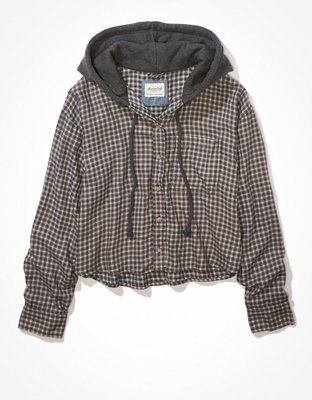 Женские худи American Eagle AE Cropped Flannel Shirt — фото 4