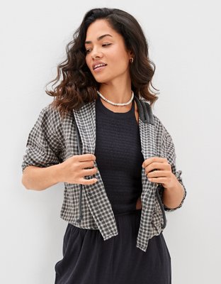 Женские худи American Eagle AE Cropped Flannel Shirt — фото 2
