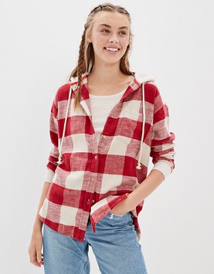 Flannel hoodie best sale women's american eagle