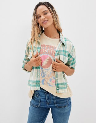 AE Cozy Cropped Flannel Shirt