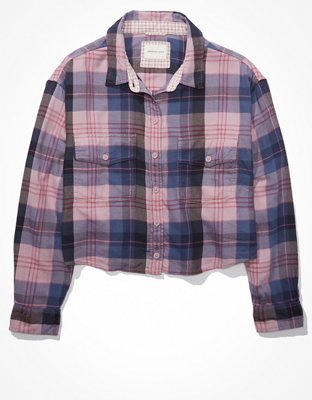 AE Cropped Flannel Shirt