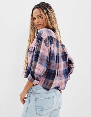 AE Cropped Flannel Shirt