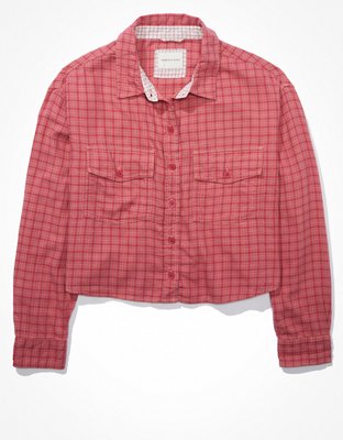 AE Cropped Flannel Shirt