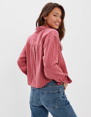 AE Cropped Flannel Shirt