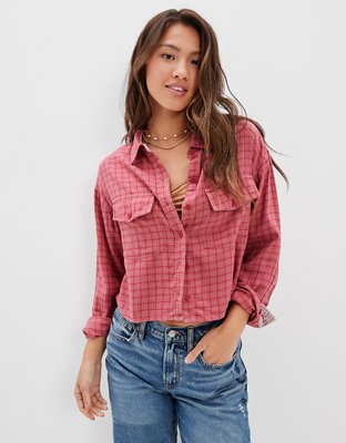 AE Cropped Flannel Shirt