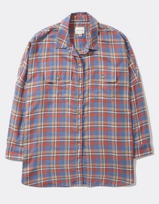 AE Camisa playera de flannel extragrande