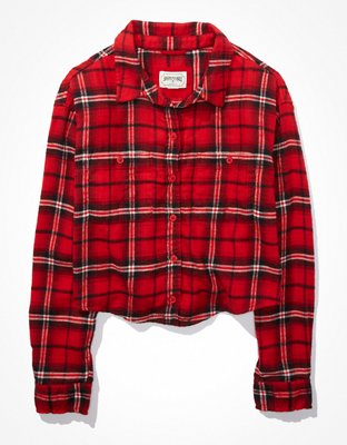 AE Cozy Cropped Flannel Shirt