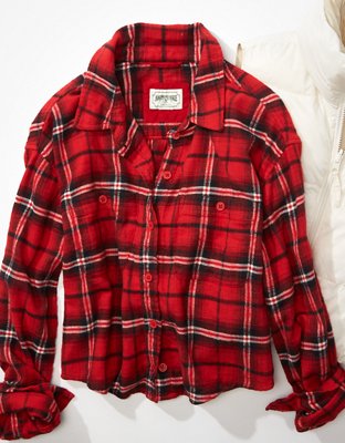 AE Cozy Cropped Flannel Shirt