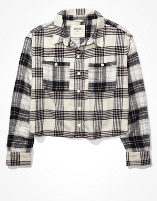 Женские рубашки American Eagle AE Cozy Cropped Flannel Shirt — фото 4