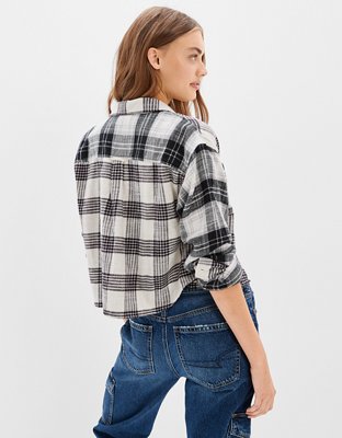 Женские рубашки American Eagle AE Cozy Cropped Flannel Shirt — фото 3