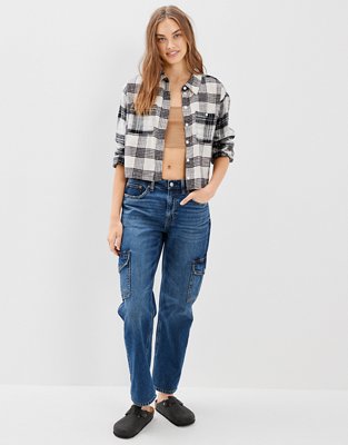 Женские рубашки American Eagle AE Cozy Cropped Flannel Shirt — фото 6