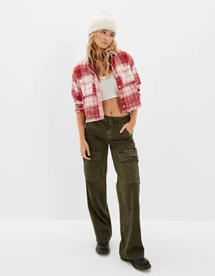 AE Cozy Cropped Flannel Shirt
