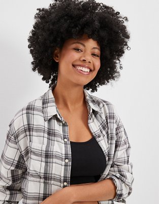 Женские рубашки American Eagle AE Oversized Flannel Shirt — фото 5