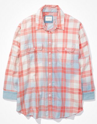 Женские рубашки American Eagle AE Go Big Beach Flannel Shirt — фото 4