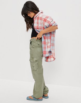 Женские рубашки American Eagle AE Go Big Beach Flannel Shirt — фото 3