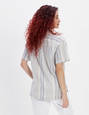 AE Short-Sleeve Linen Button-Up Shirt