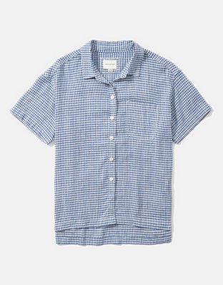 AE Silky Short-Sleeve Button-Up Shirt