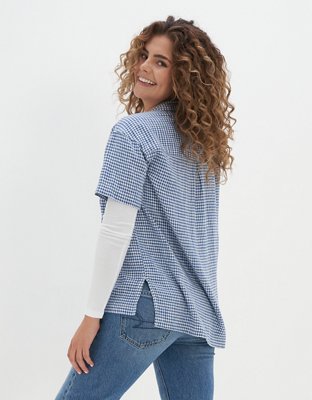 AE Short-Sleeve Linen Button-Up Shirt