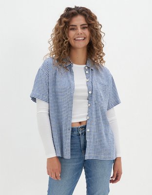 AE Short-Sleeve Linen Button-Up Shirt