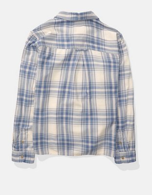 AE Long-Sleeve Plaid Button-Up Shirt