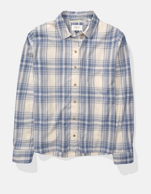 Женские рубашки American Eagle AE Long-Sleeve Plaid Button-Up Shirt — фото 3