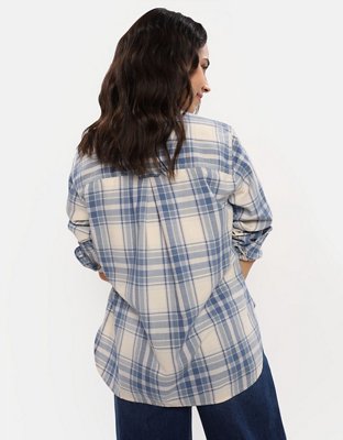 AE Long-Sleeve Plaid Button-Up Shirt