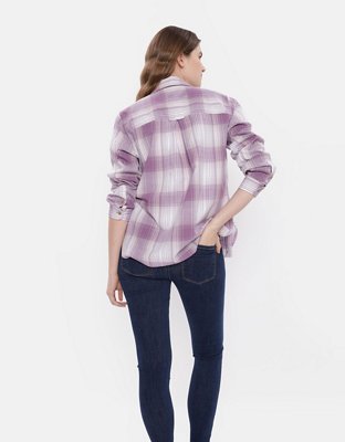 AE Long-Sleeve Plaid Button-Up Shirt