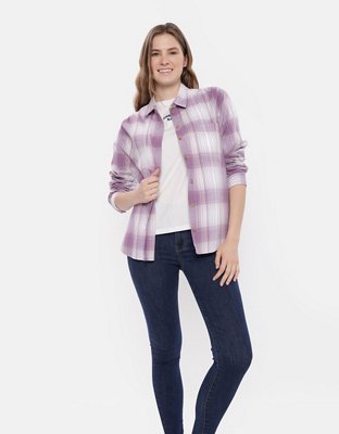 AE Long-Sleeve Plaid Button-Up Shirt