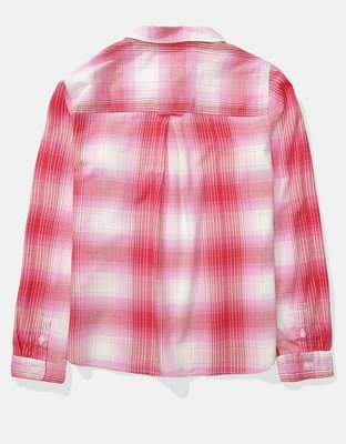 AE Long-Sleeve Plaid Button-Up Shirt