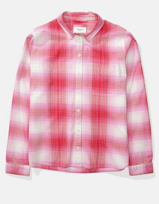 AE Long-Sleeve Plaid Button-Up Shirt