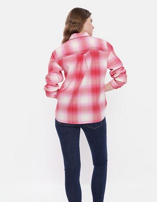 AE Long-Sleeve Plaid Button-Up Shirt