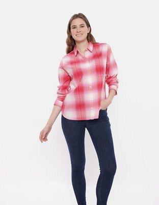 AE Long-Sleeve Plaid Button-Up Shirt