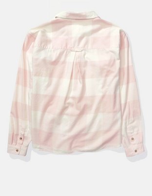 AE Long-Sleeve Plaid Button-Up Shirt