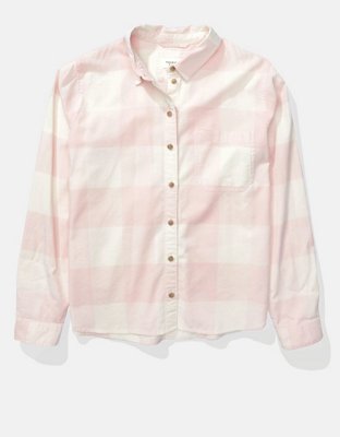 AE Long-Sleeve Plaid Button-Up Shirt