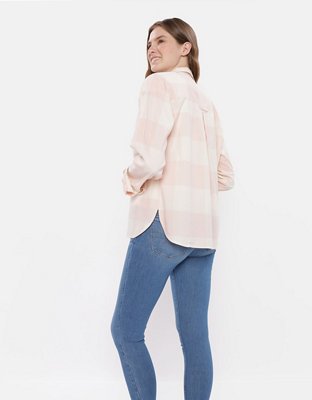 AE Long-Sleeve Plaid Button-Up Shirt