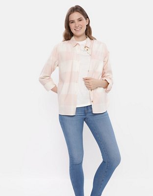 AE Long-Sleeve Plaid Button-Up Shirt