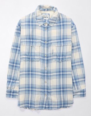Buy AE Oversized Plaid Flannel Shirt online