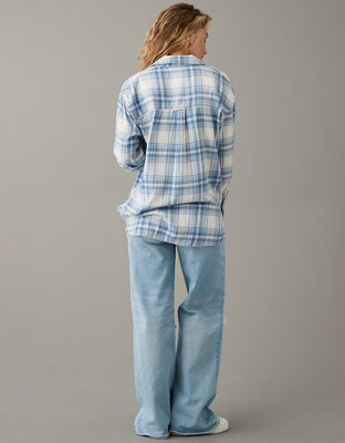 Женские рубашки American Eagle AE Oversized Long-Sleeve Plaid Button-Up Shirt — фото 2