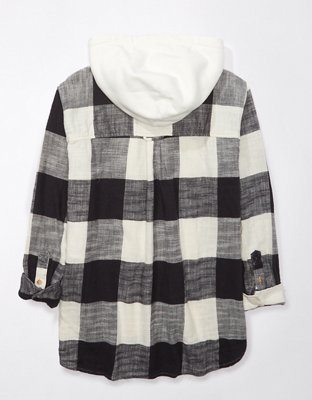 Женские худи American Eagle AE Oversized Plaid Button-Up — фото 4